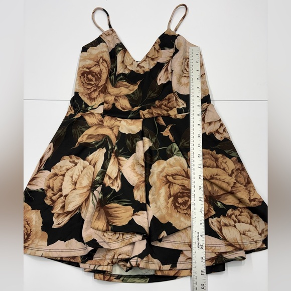 Purple Snow Floral Skort Romper Spaghetti Strap Mini - Picture 9 of 10